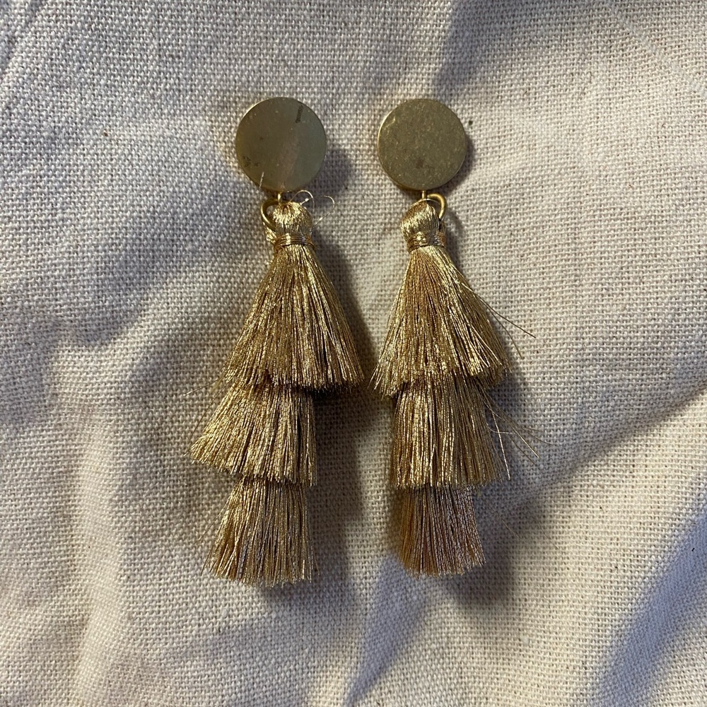J Crew Gold tassel earrings